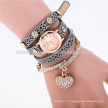 2015 Nouvelle veste de mode autour de la montre bracelet en cristal rhinestone longue cuir femmes montres à quartz à quartz montre à montres BWL003